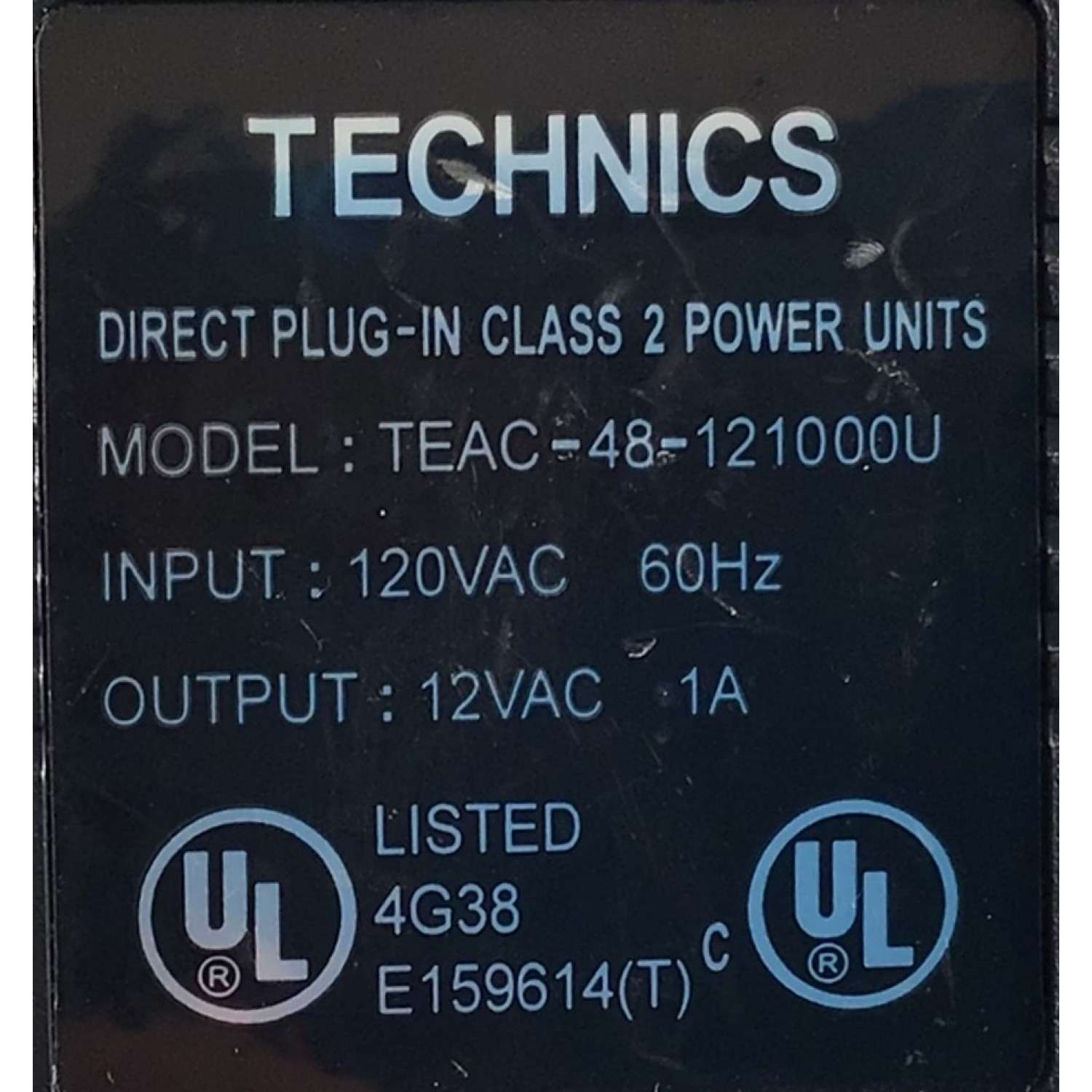 CARGADOR / ADAPTADOR DE FUENTE DE ALIMENTACION TECHNICS VCA-VCD / NUMERO DE PARTE TEAC-48-121000U / ENTRADA VCA 120V 60HZ / SALIDA VCD 12V 1A / MODELO TEAC-48-121000U - Imagen 3